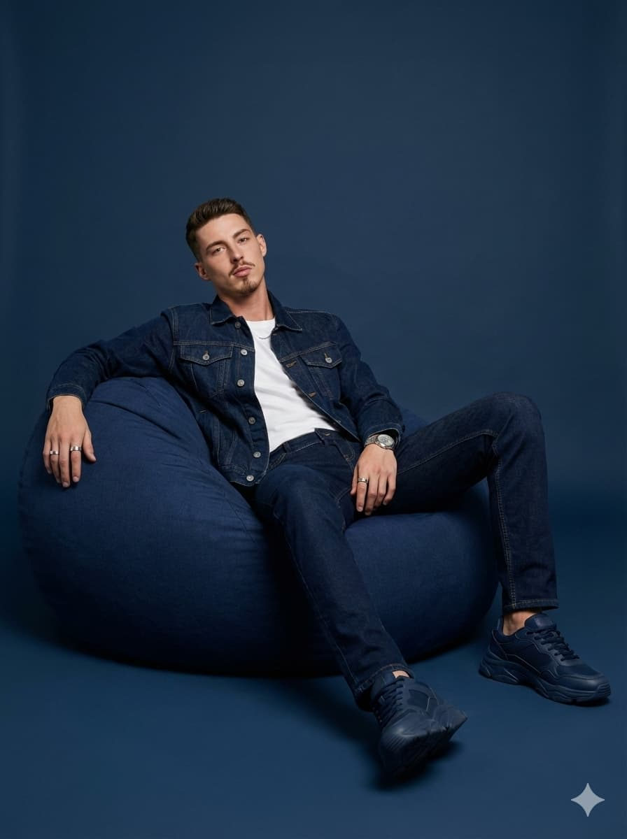 Navy Blue Confident Fashion Portrait