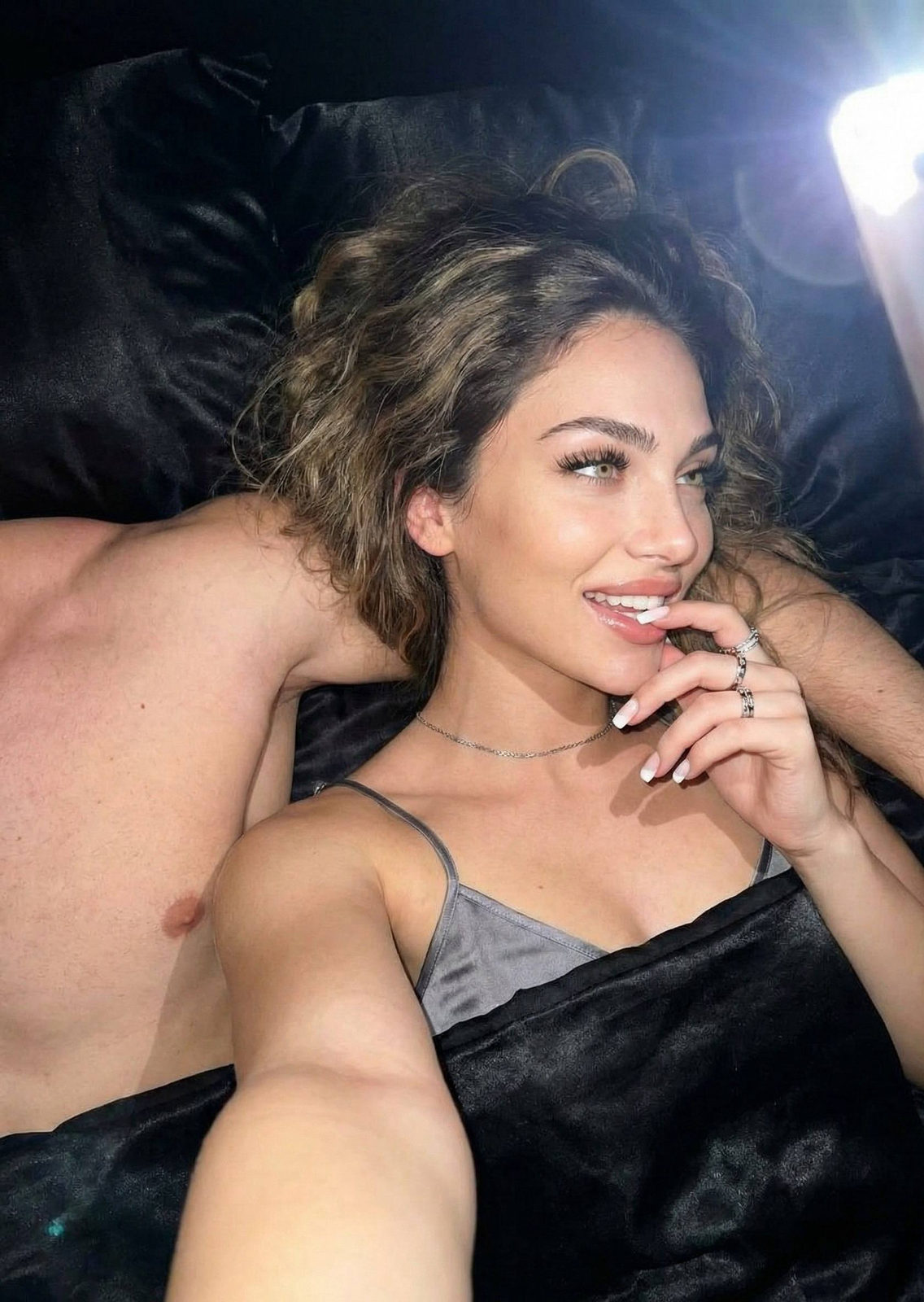 Couple Cozy Bedroom Selfie