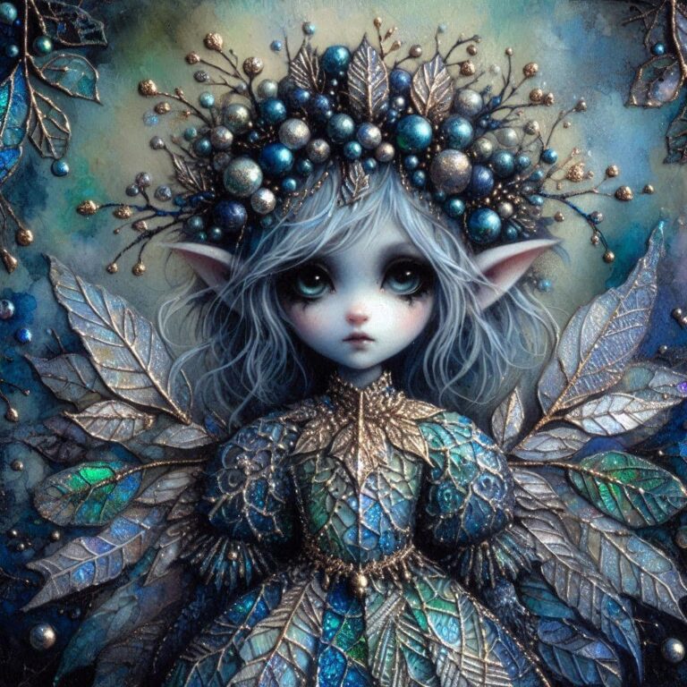 Gothic Grunge Elf in Holographic Lace Dress