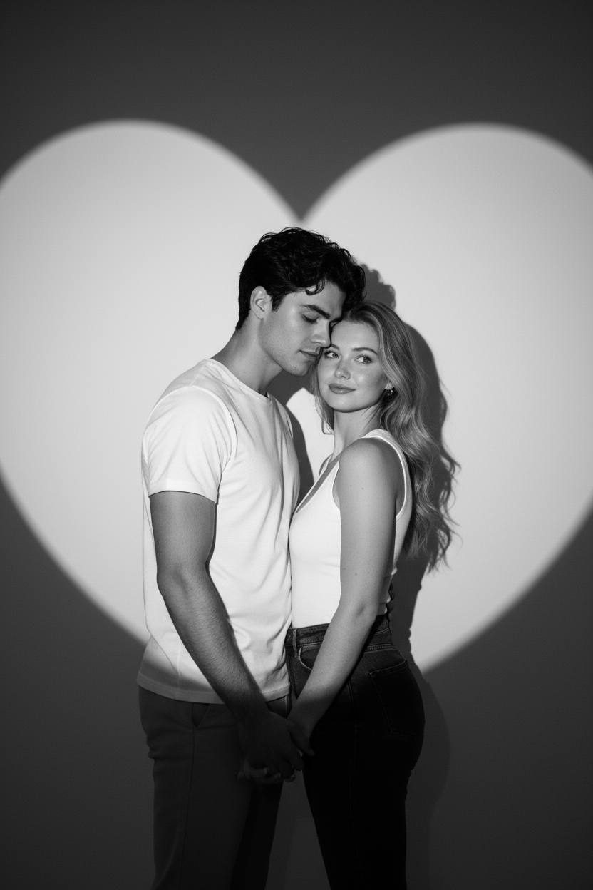 Romantic Heart Light Couple Portrait