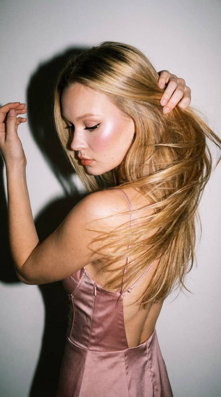 Flashlit Pink Dress Portrait