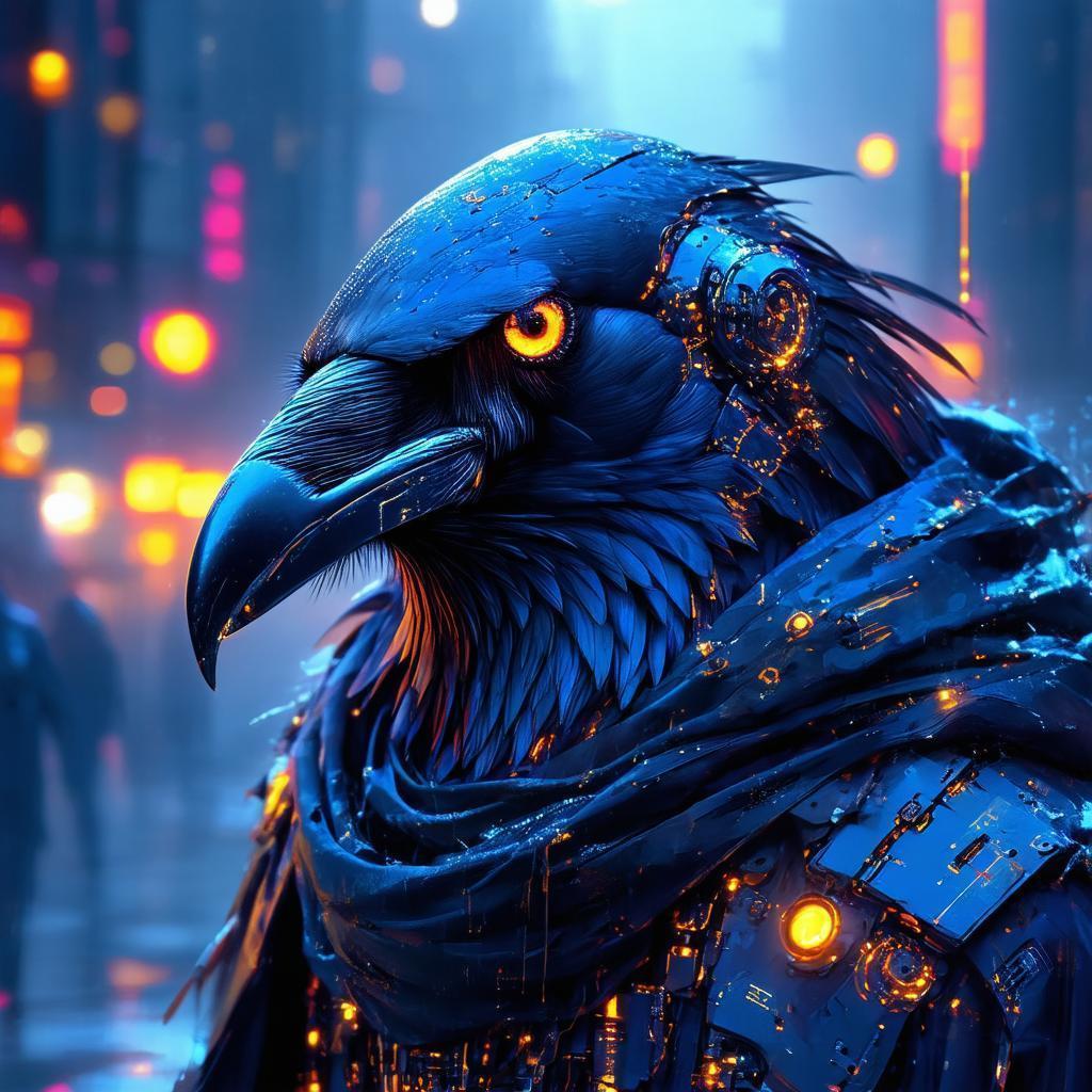 Neon Raven Techno Wizard at Golden Hour