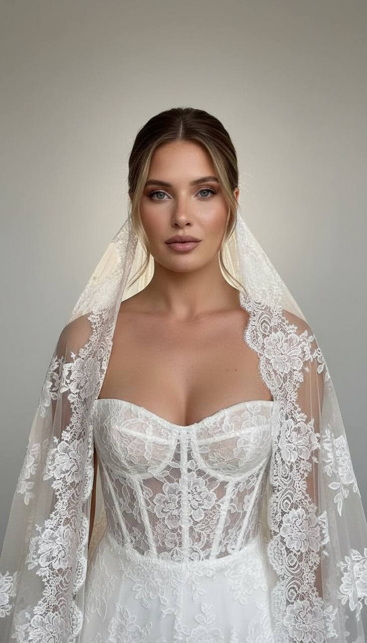 Lace Veil Bride Portrait