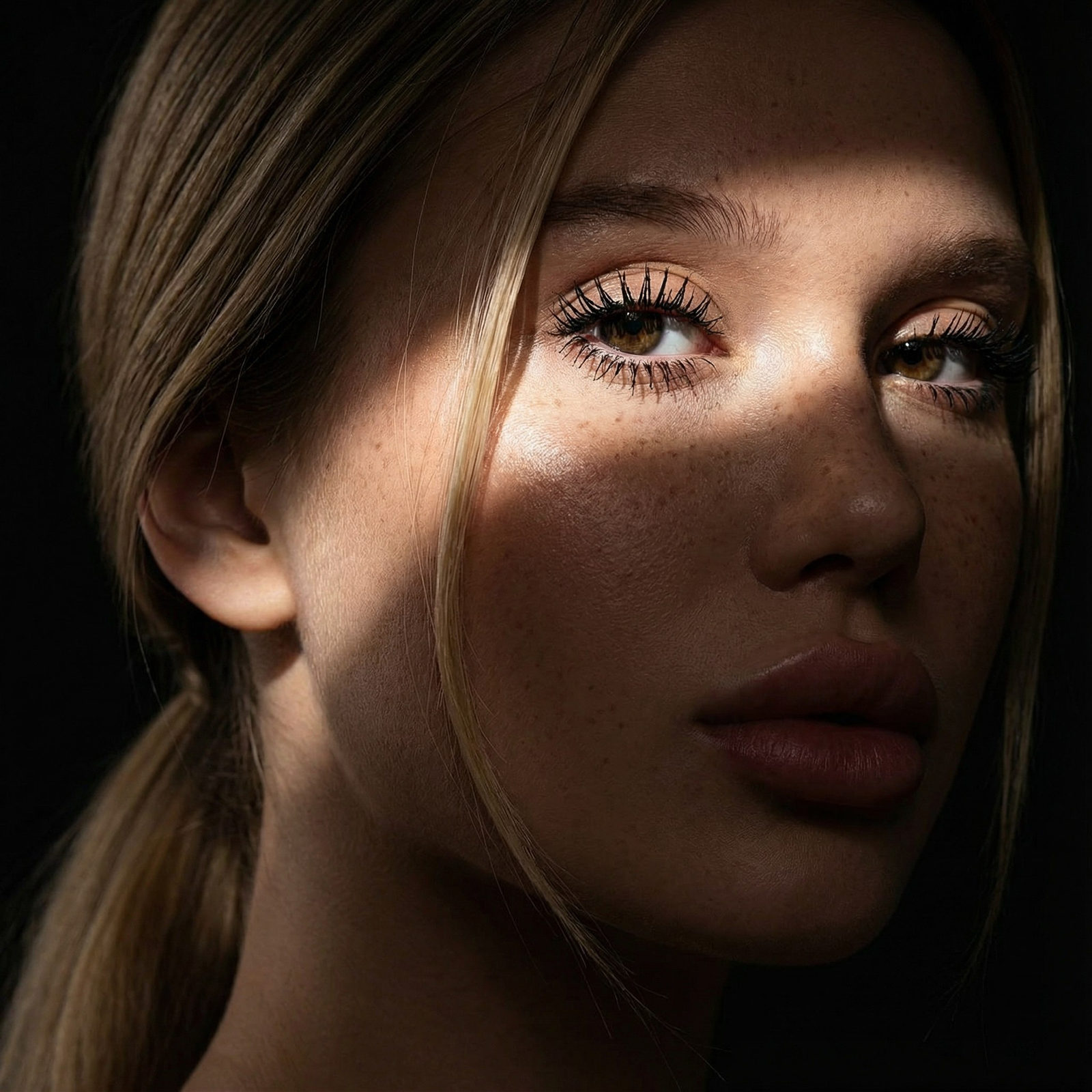 Dramatic Light Face Close-Up
