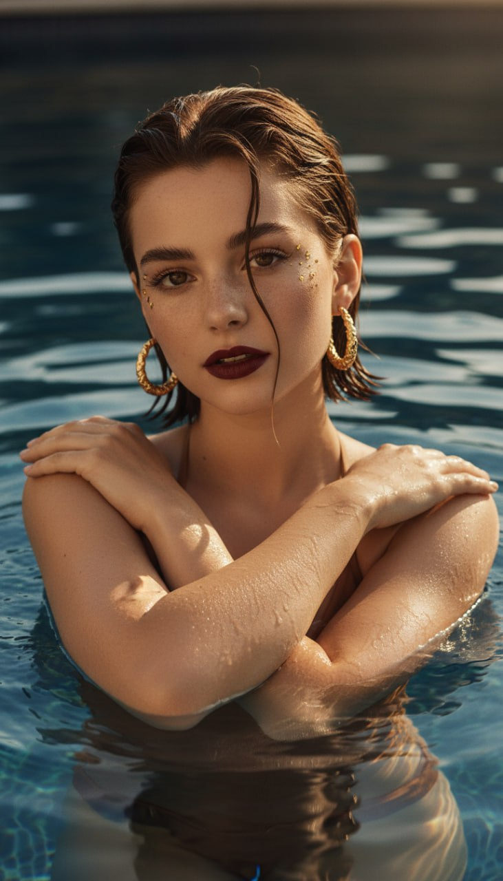 Golden Hour Pool Portrait