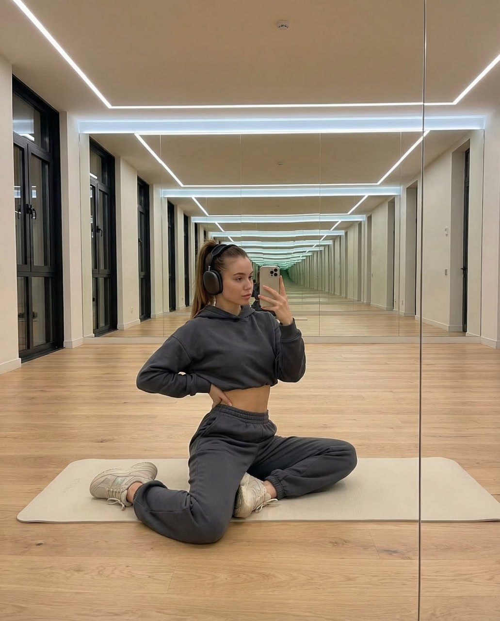 Mirror Selfie in Minimal Studio