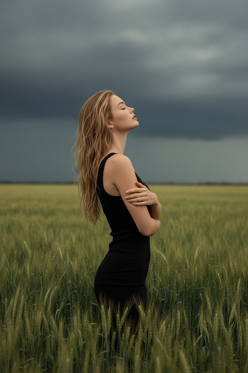 Stormy Wheat Field Portrait