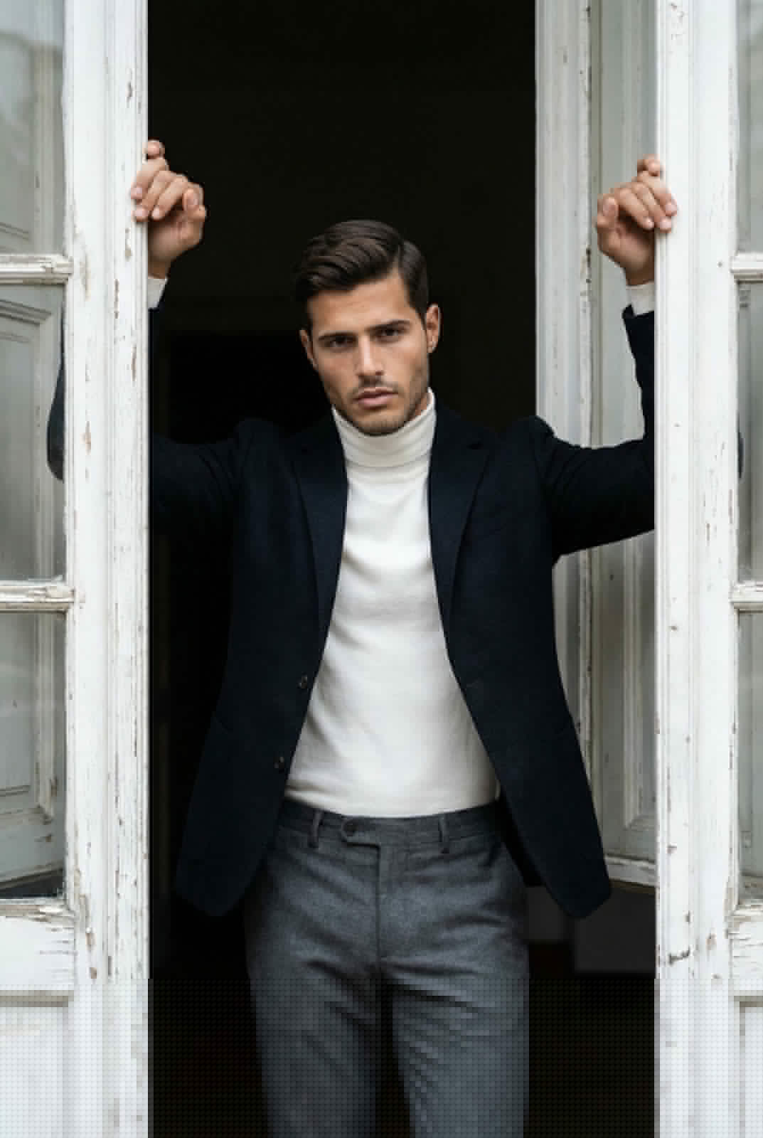 Tense Elegance in Doorway