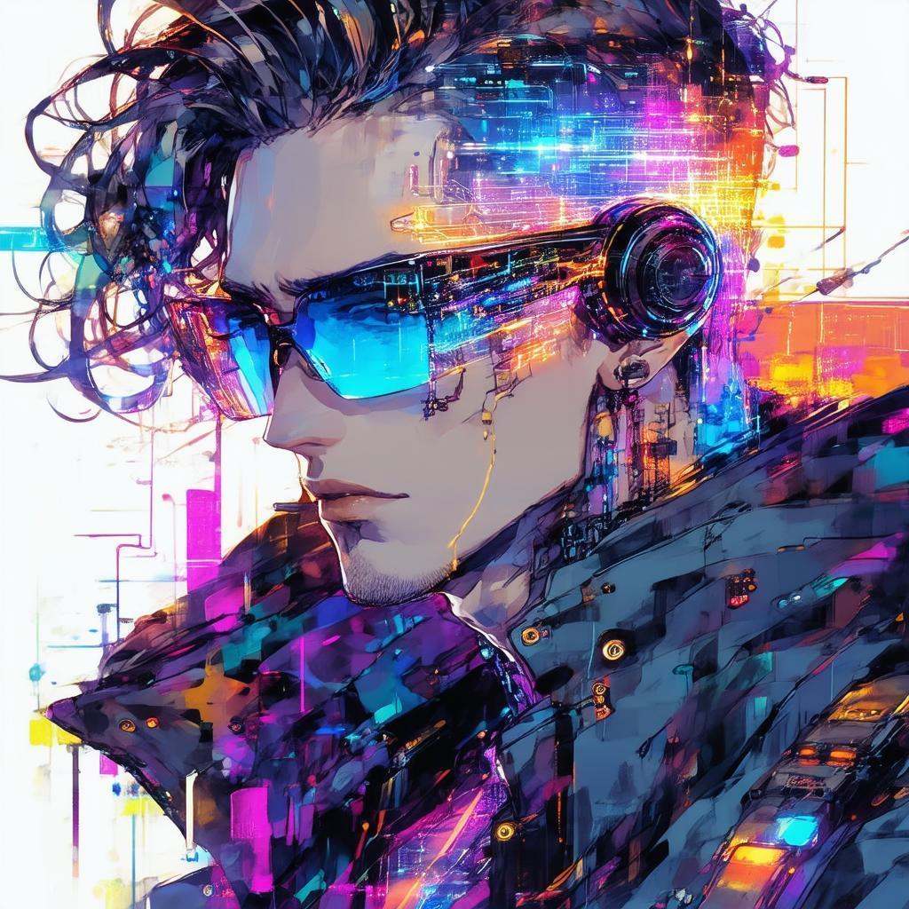 Cyberpunk Guy With Neurochip and Hologram
