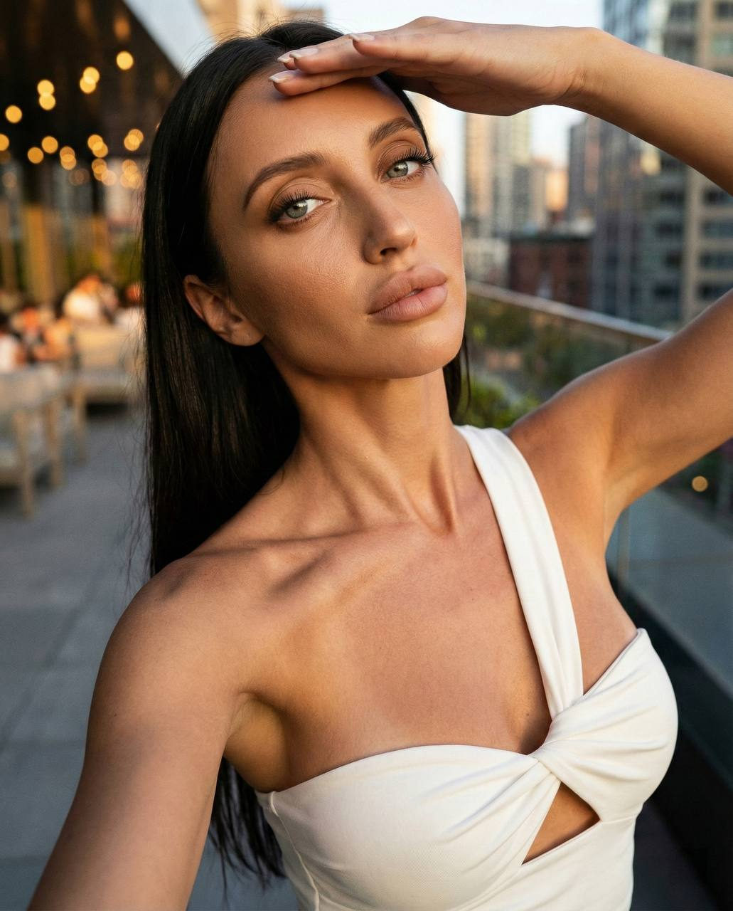 Golden Hour Terrace Selfie Portrait