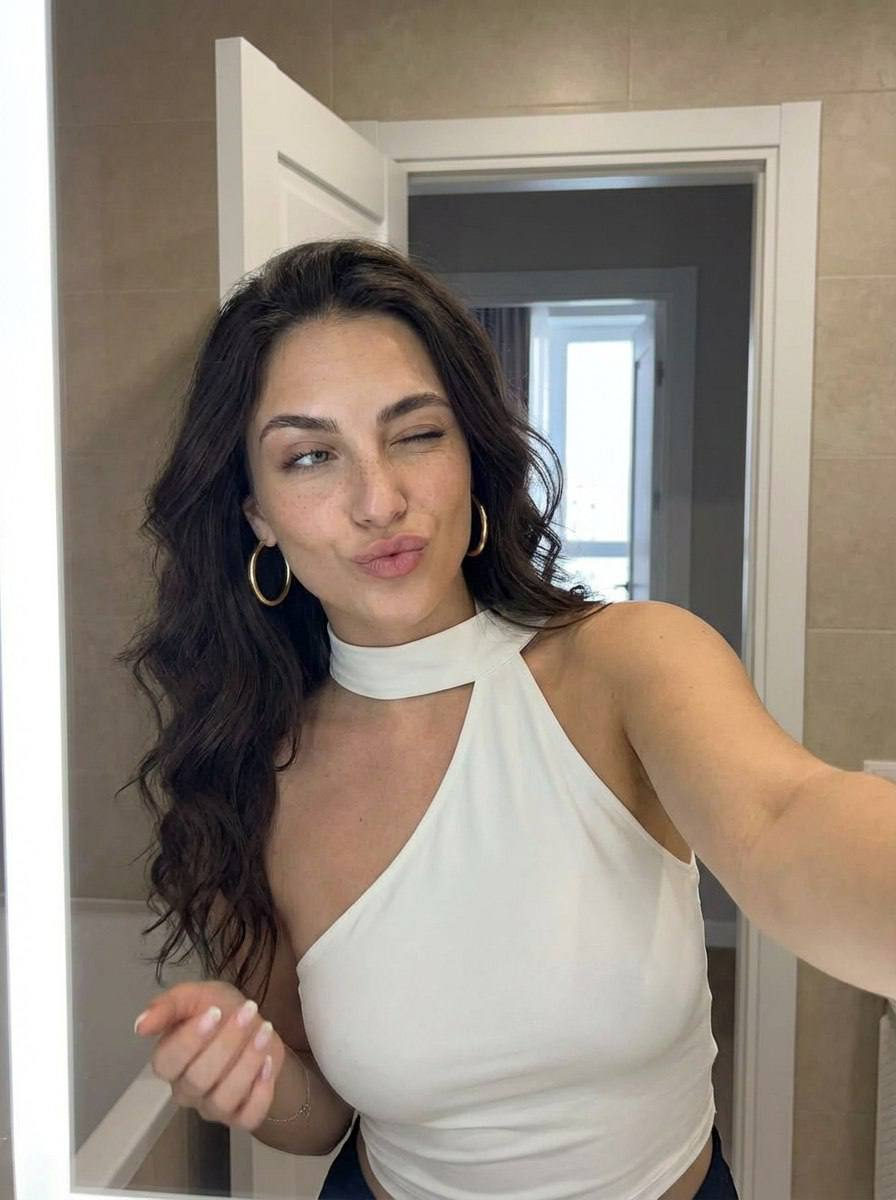 Playful Bathroom Selfie Moment