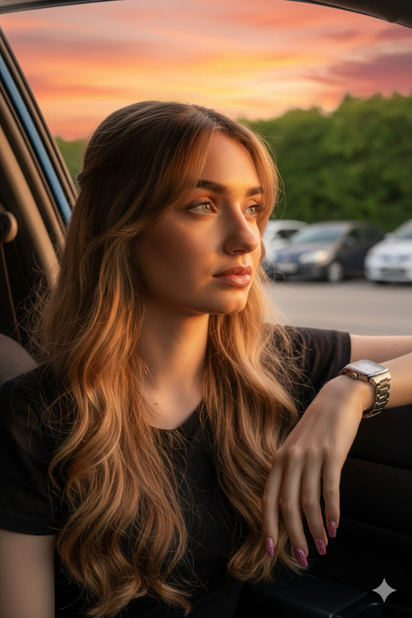 Golden Hour Car Window Portrait