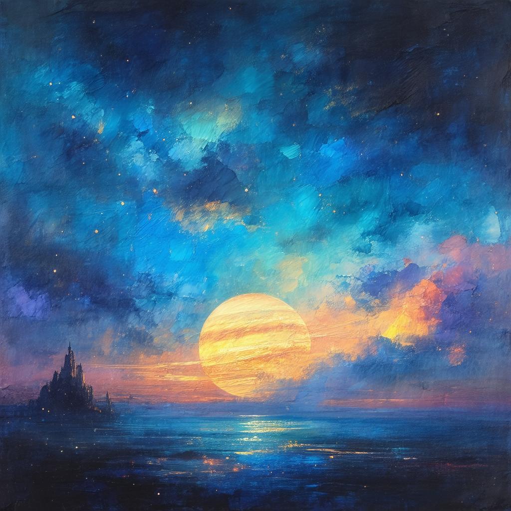 Jupiter Ascending in Layered Gouache Hues