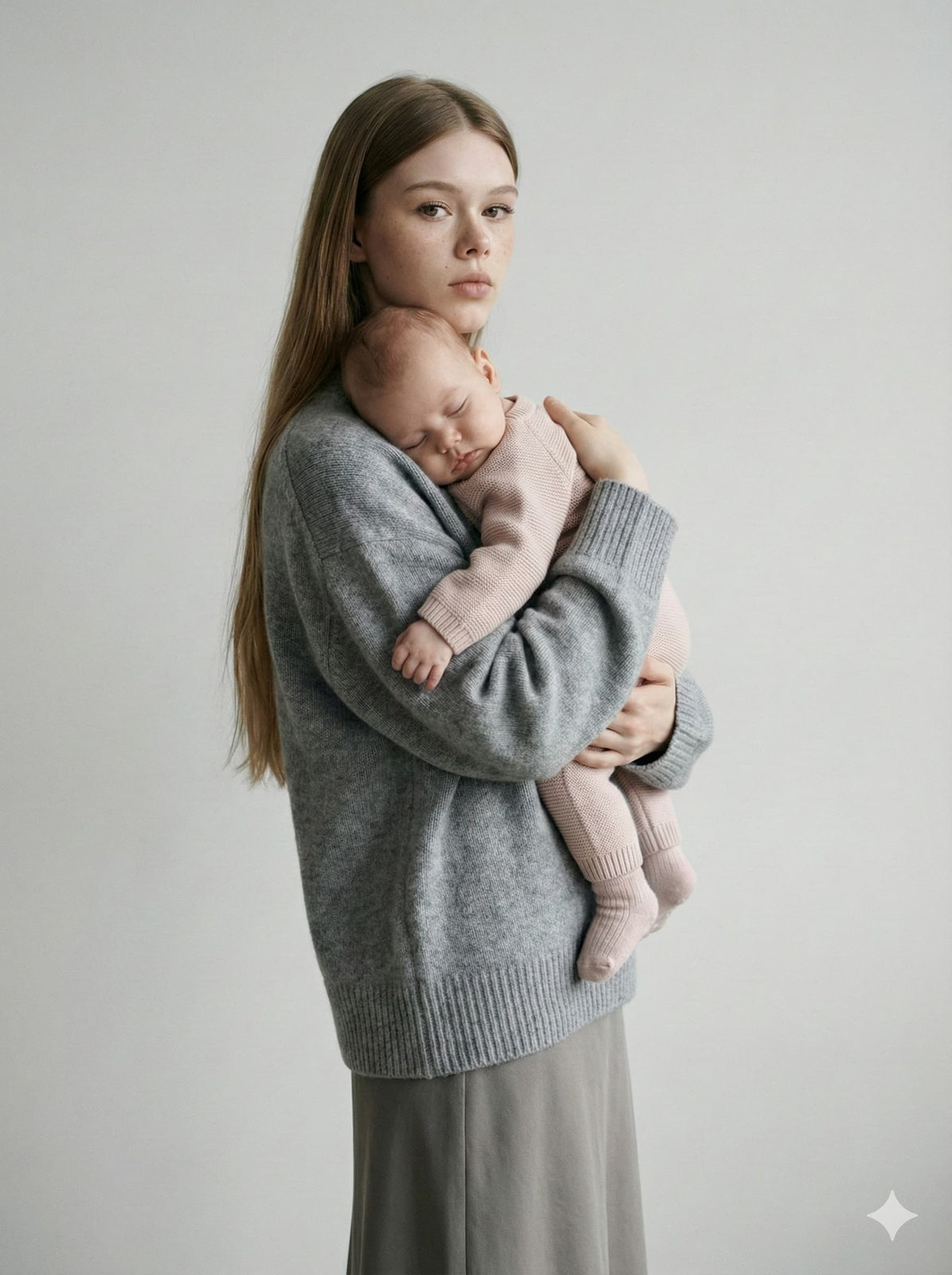 Serene Mother-Baby Fashion Portrait