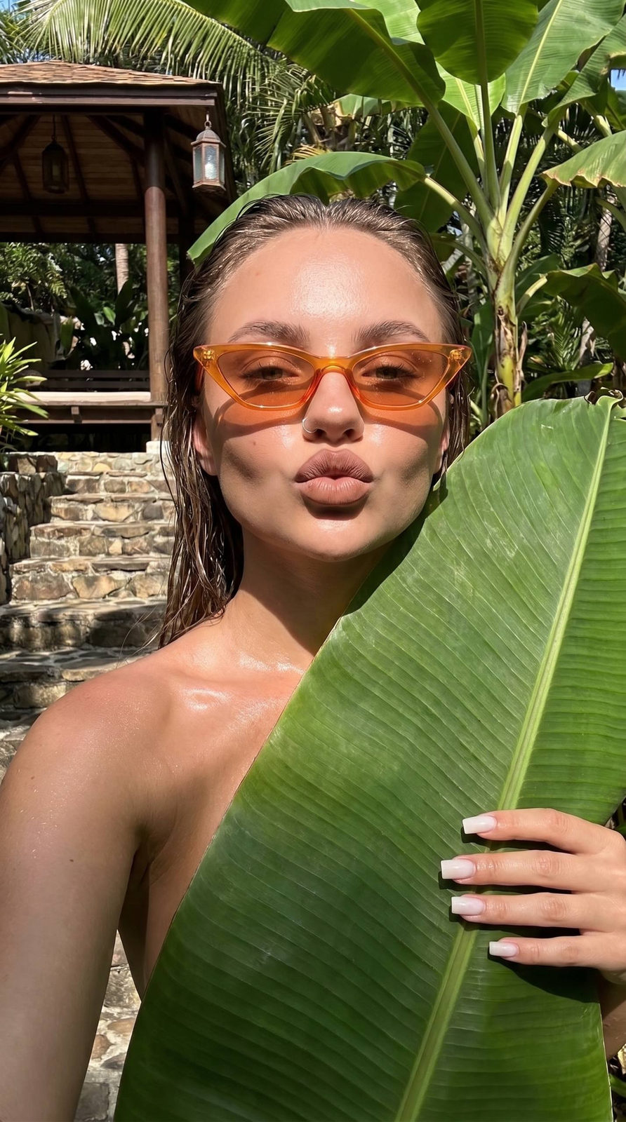 Tropical Garden Wet Hair Portrait