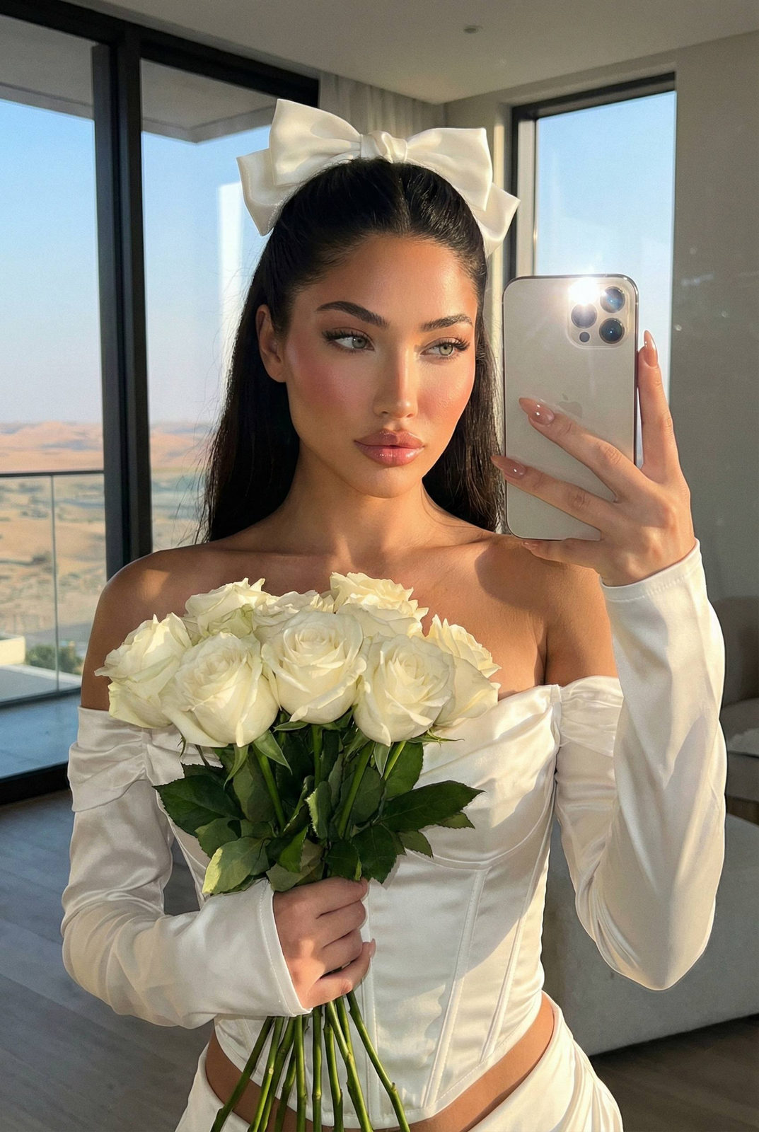 Golden Hour Rose Mirror Selfie