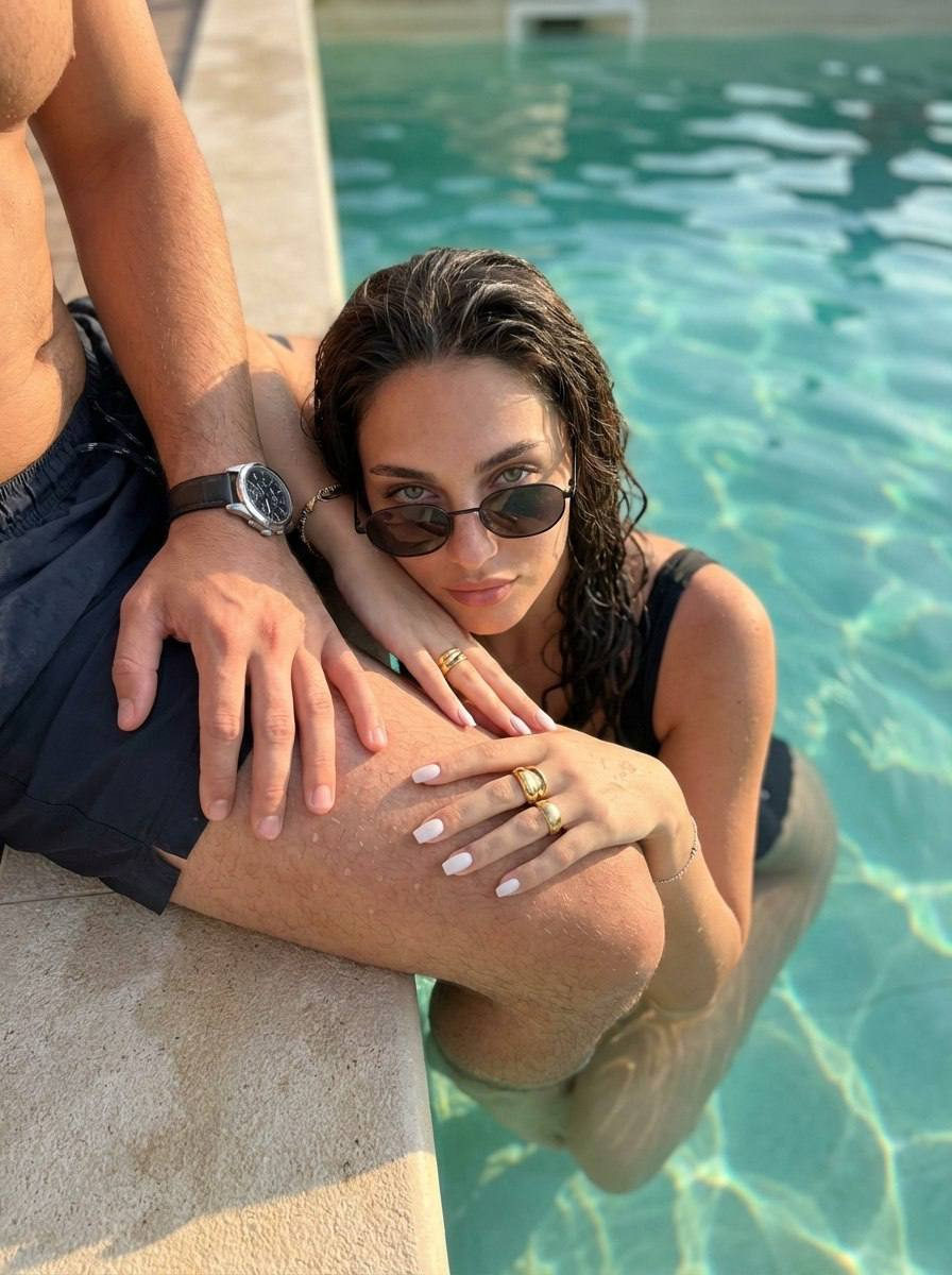 Photorealistic Poolside Portrait