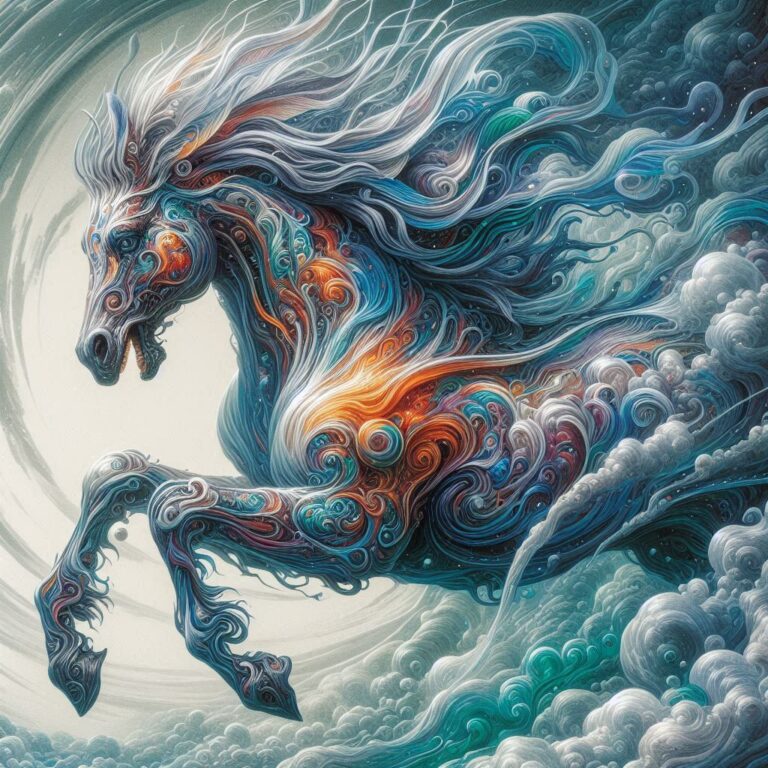 Otherworldly Flying Horse in Dreamscape Painting