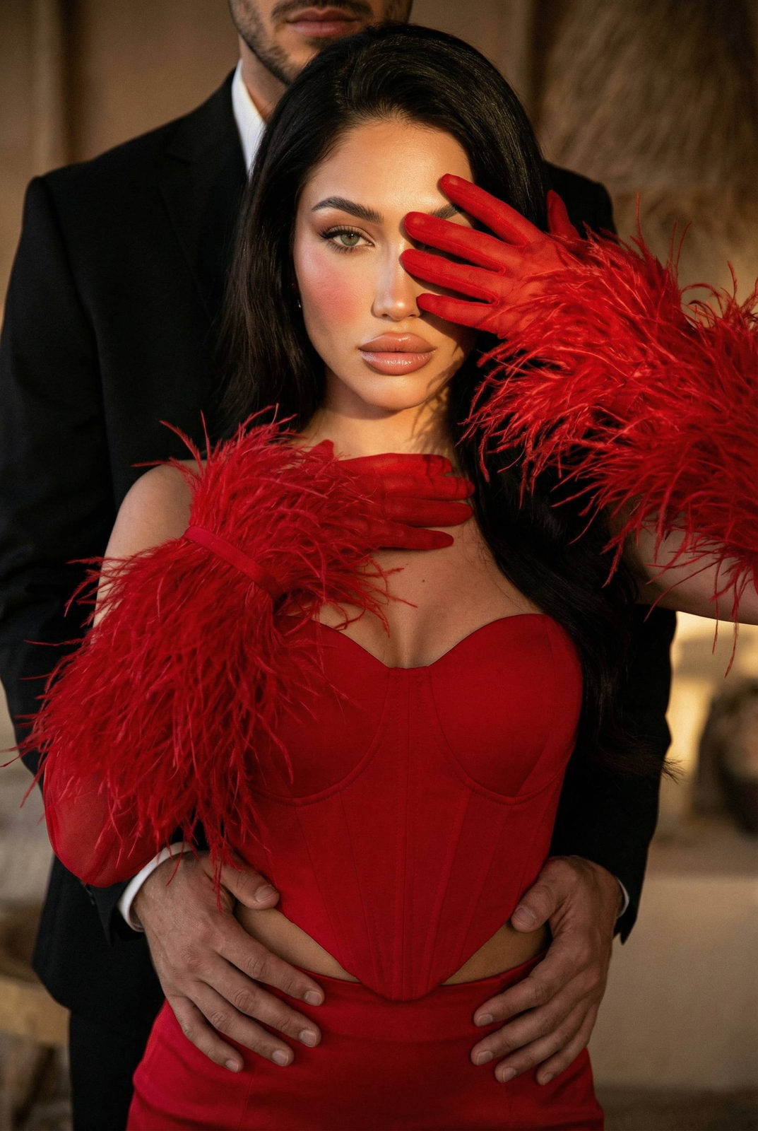 Red Feather High Fashion Portrait