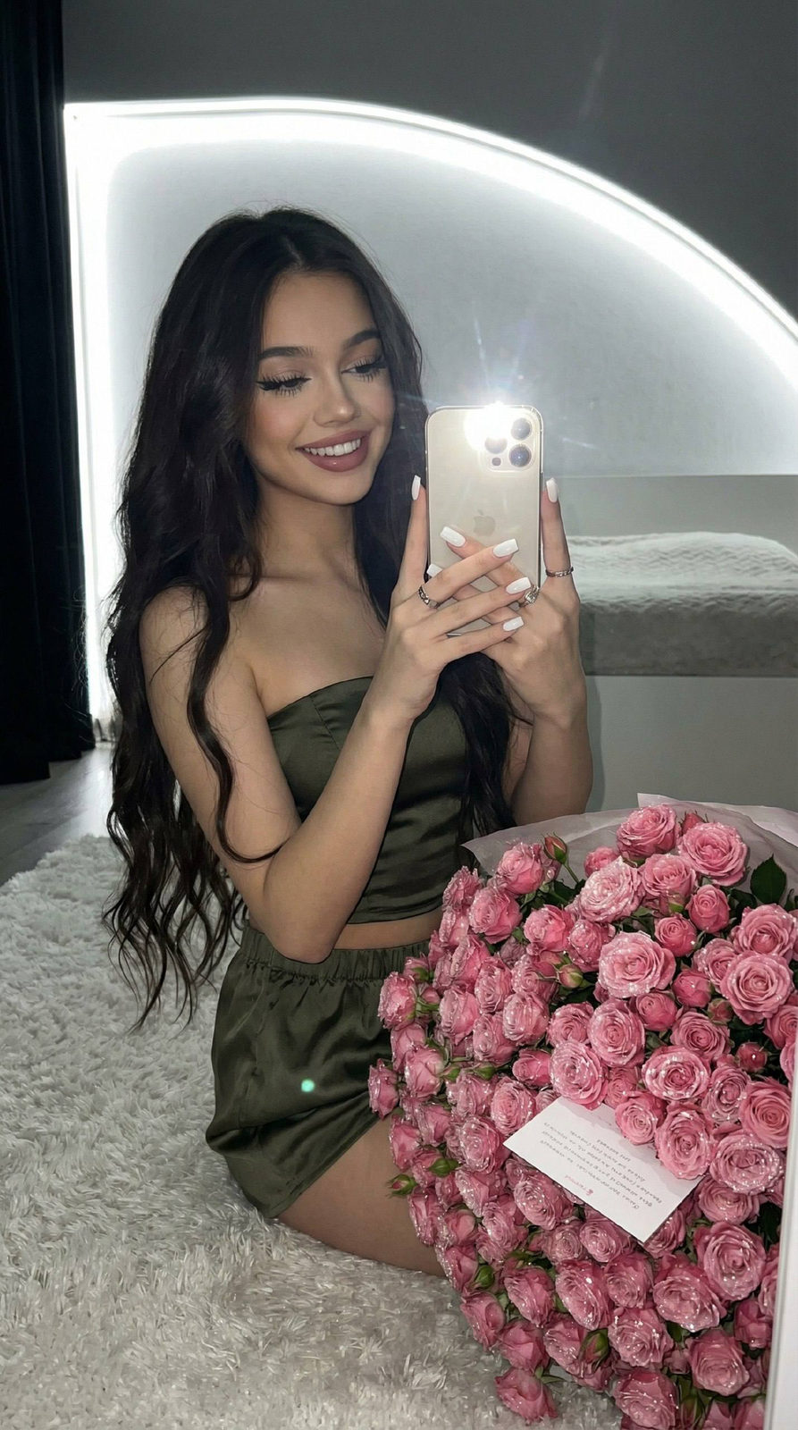 Mirror Selfie with Glitter Roses