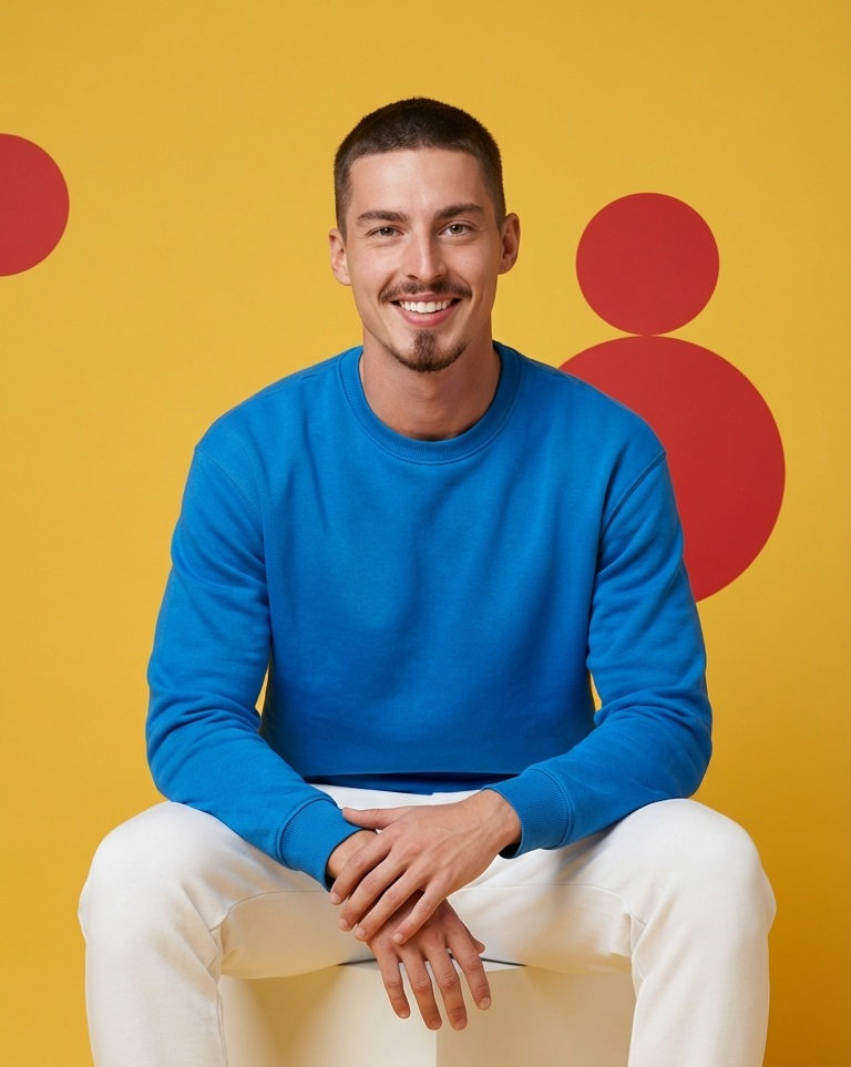Fashion Studio Portrait Blue Sweatshirt