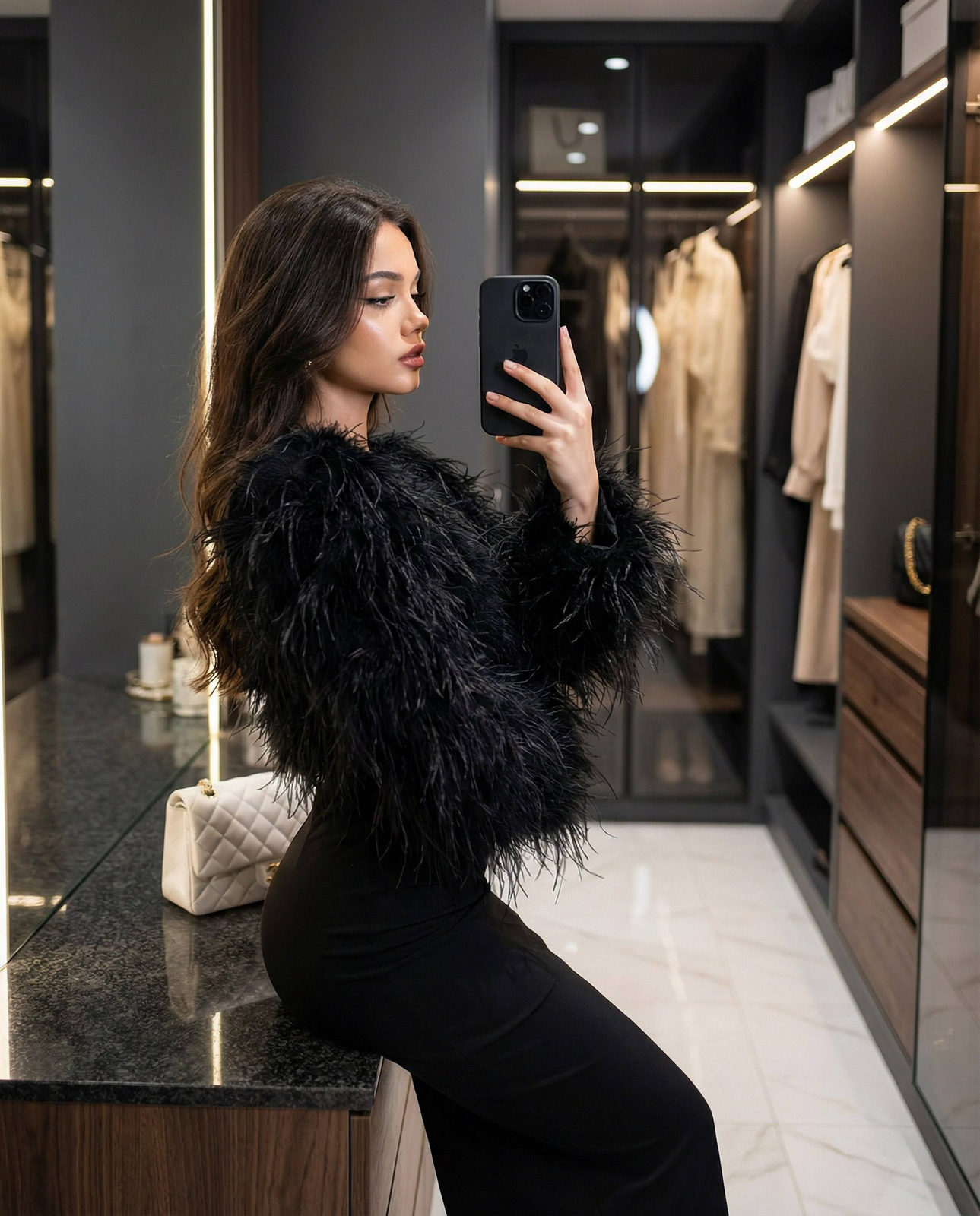 Glamorous Fashion Mirror Selfie