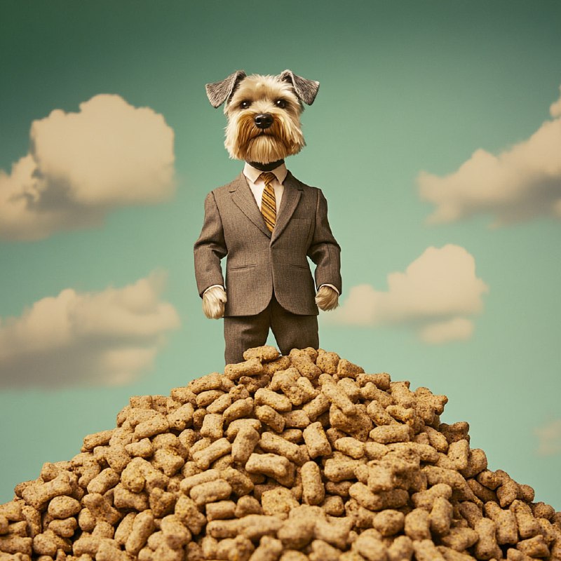 Schnauzer in Suit on Treat Mound