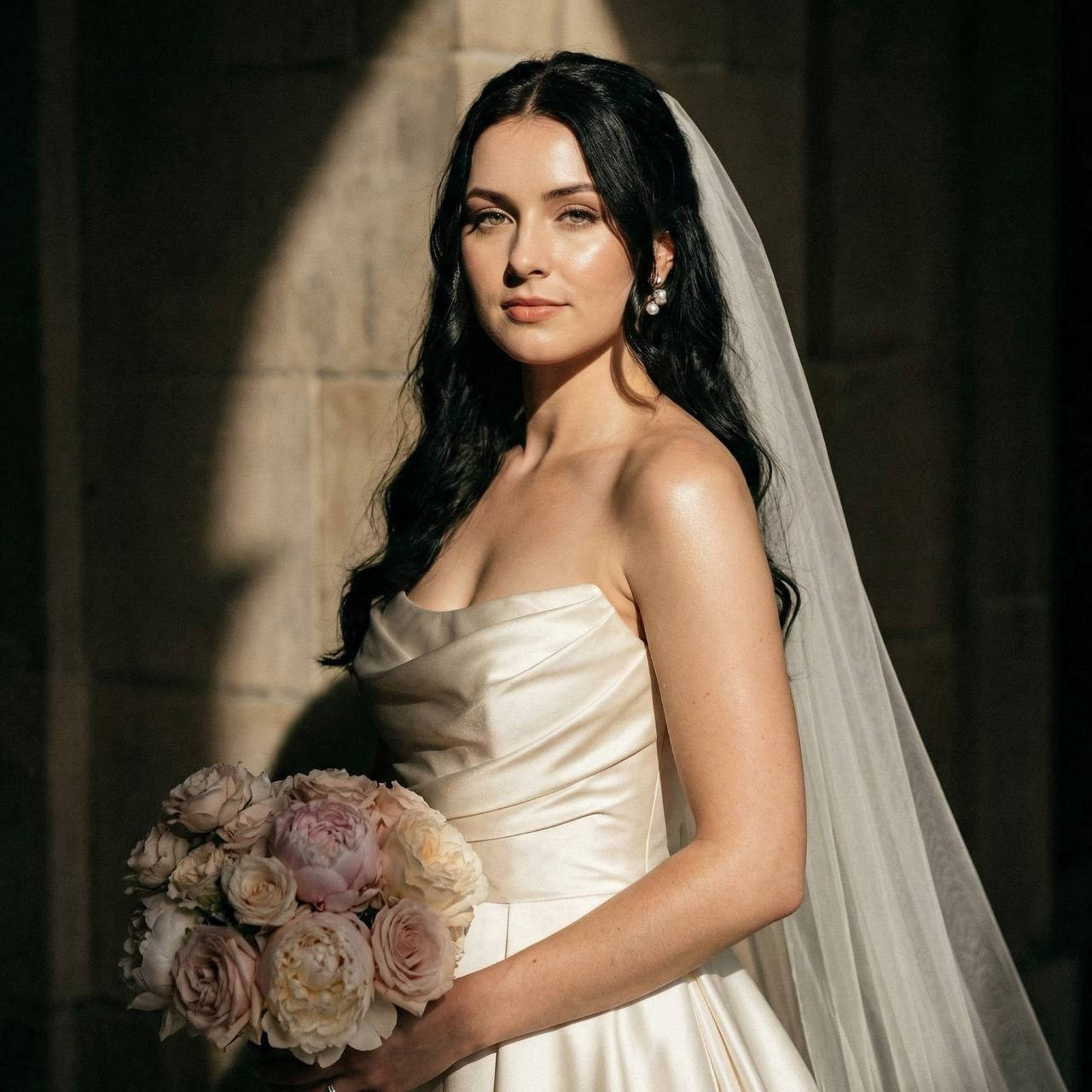 Cinematic Chiaroscuro Bride Portrait