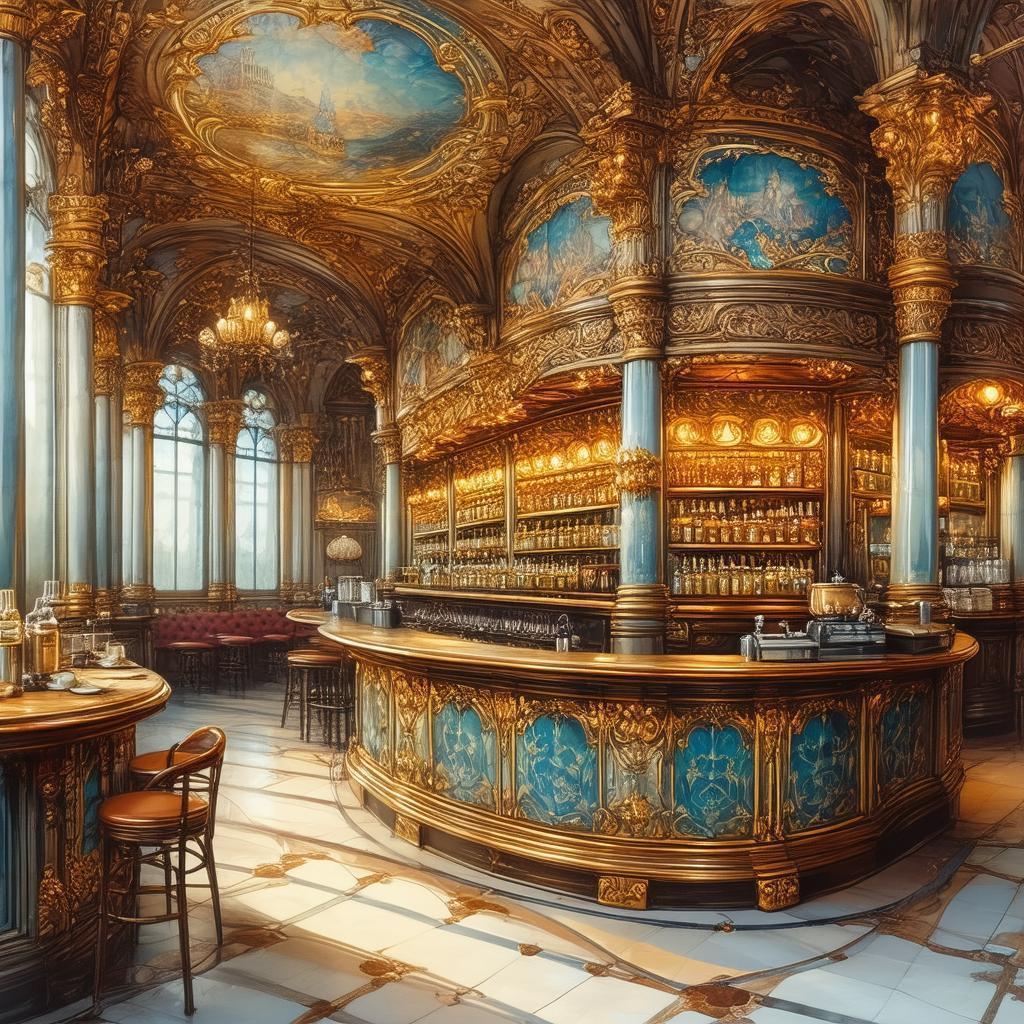 Majestic Fantasy Vienna Coffeehouse in Ornate Detail