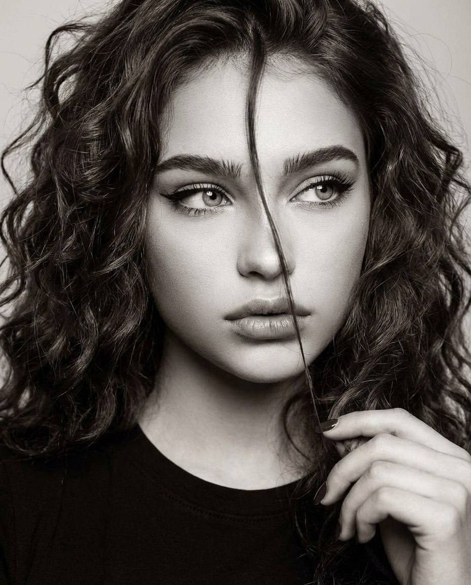 Mysterious Monochrome Curly Portrait