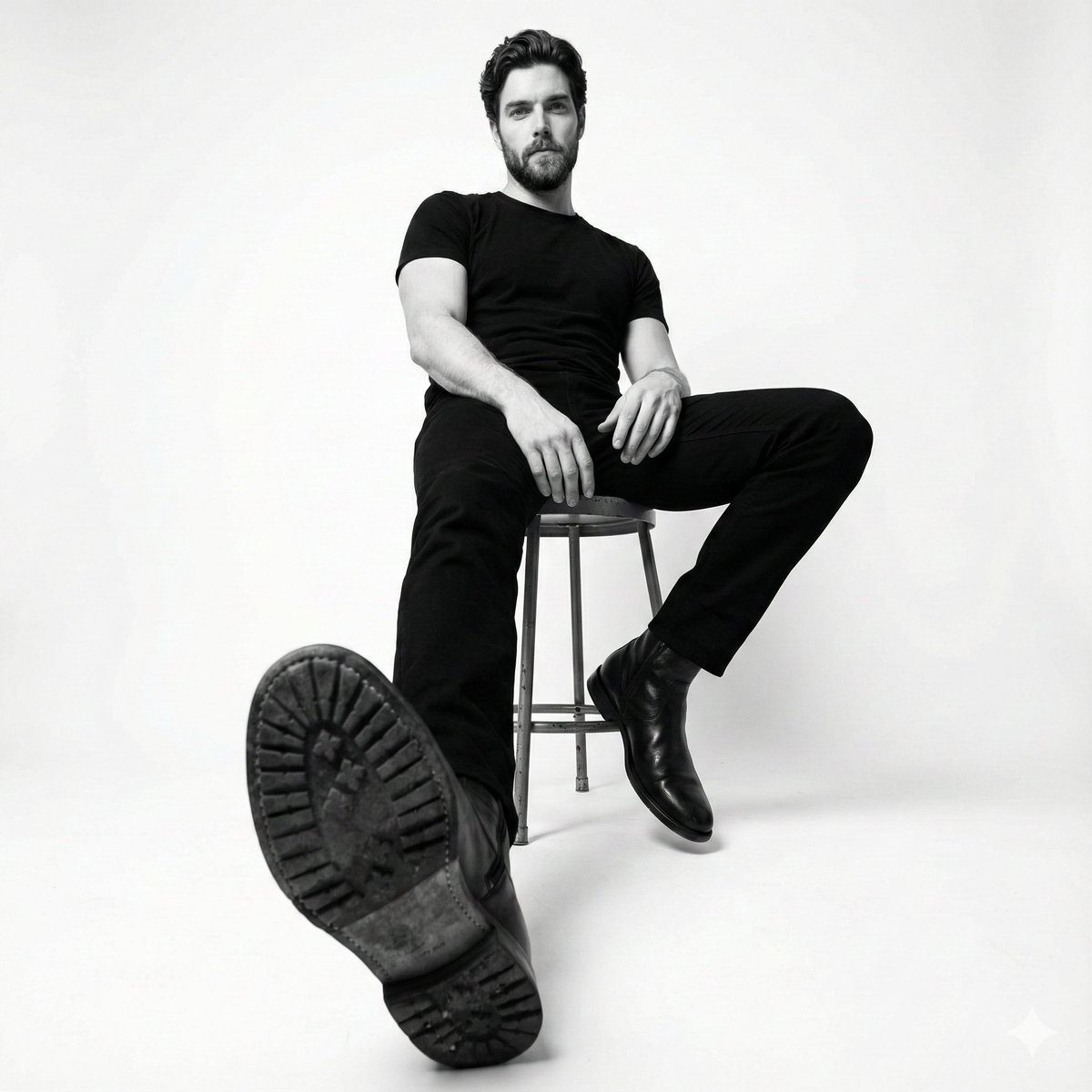 Black Boots Low-Angle Studio Shot