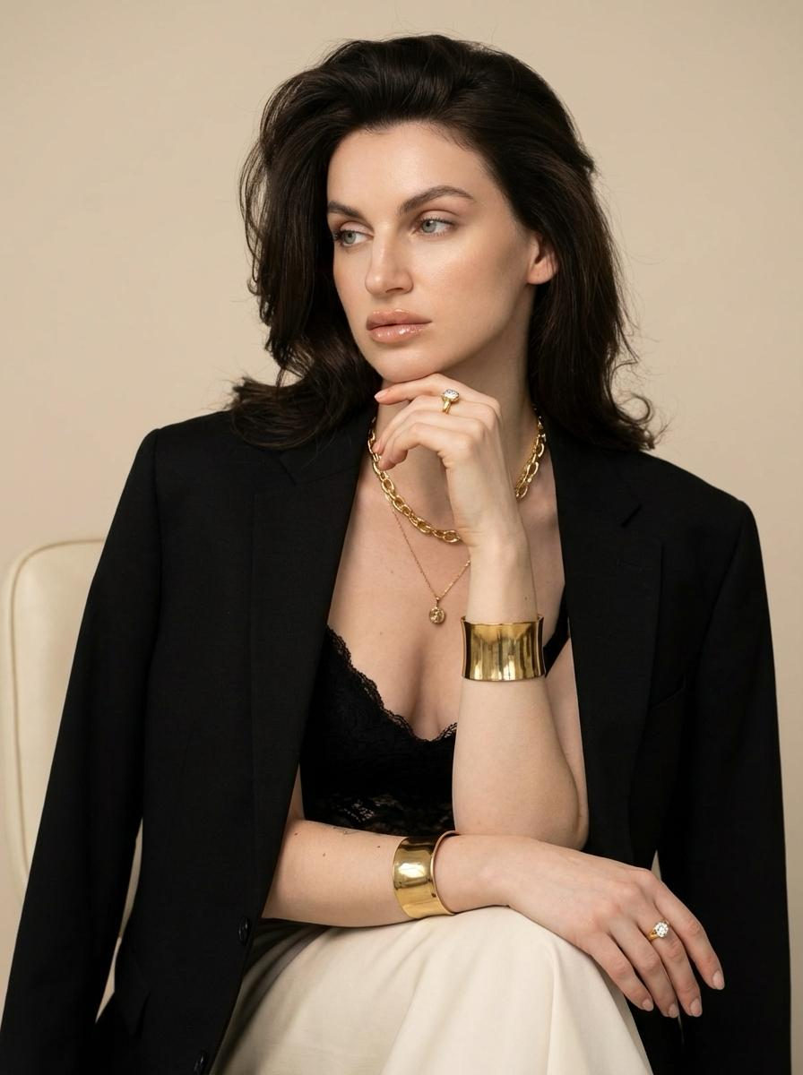 Elegant Gold Jewelry Studio Portrait