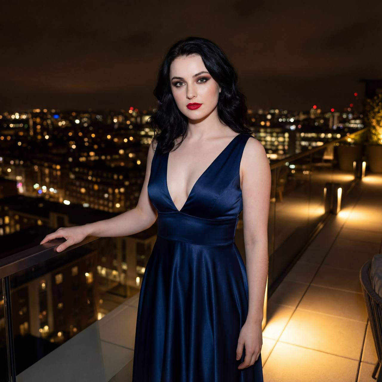 Stylish Terrace Night City Portrait