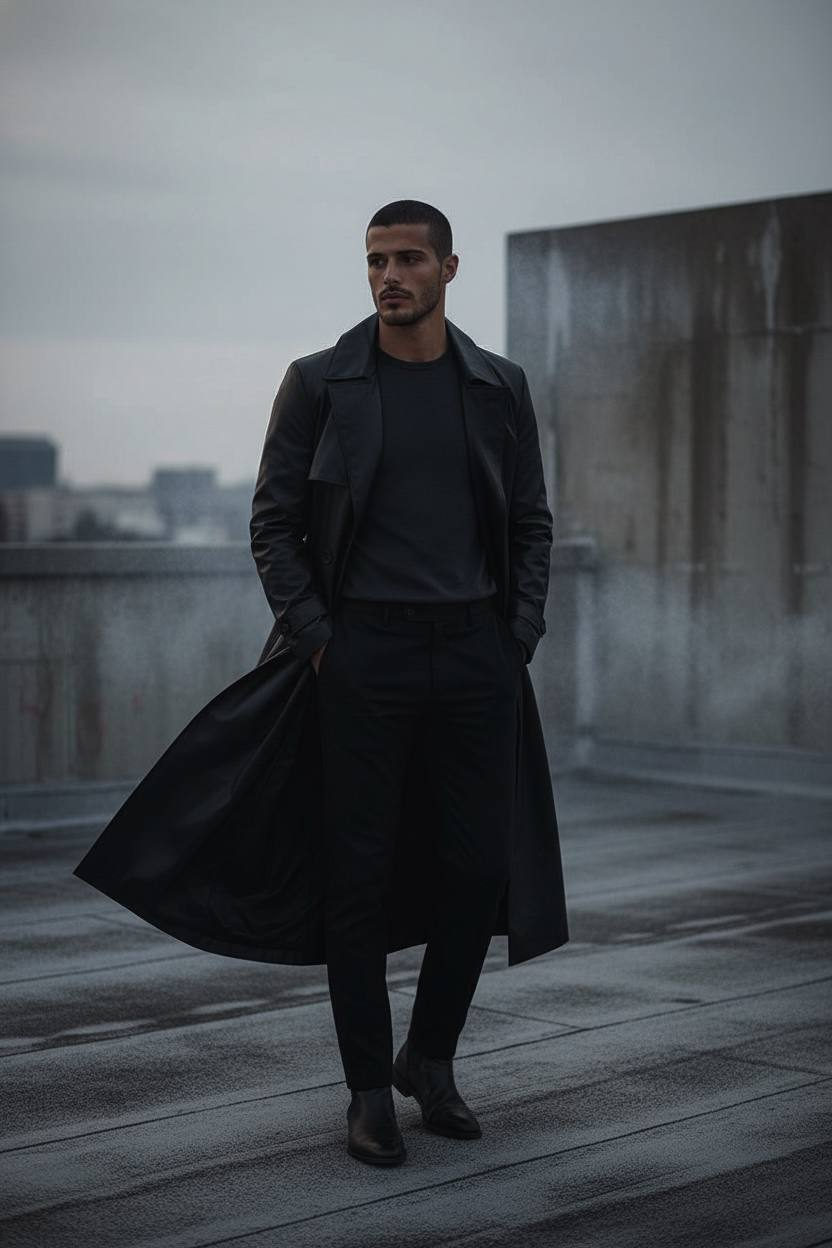 Moody Man on Urban Rooftop
