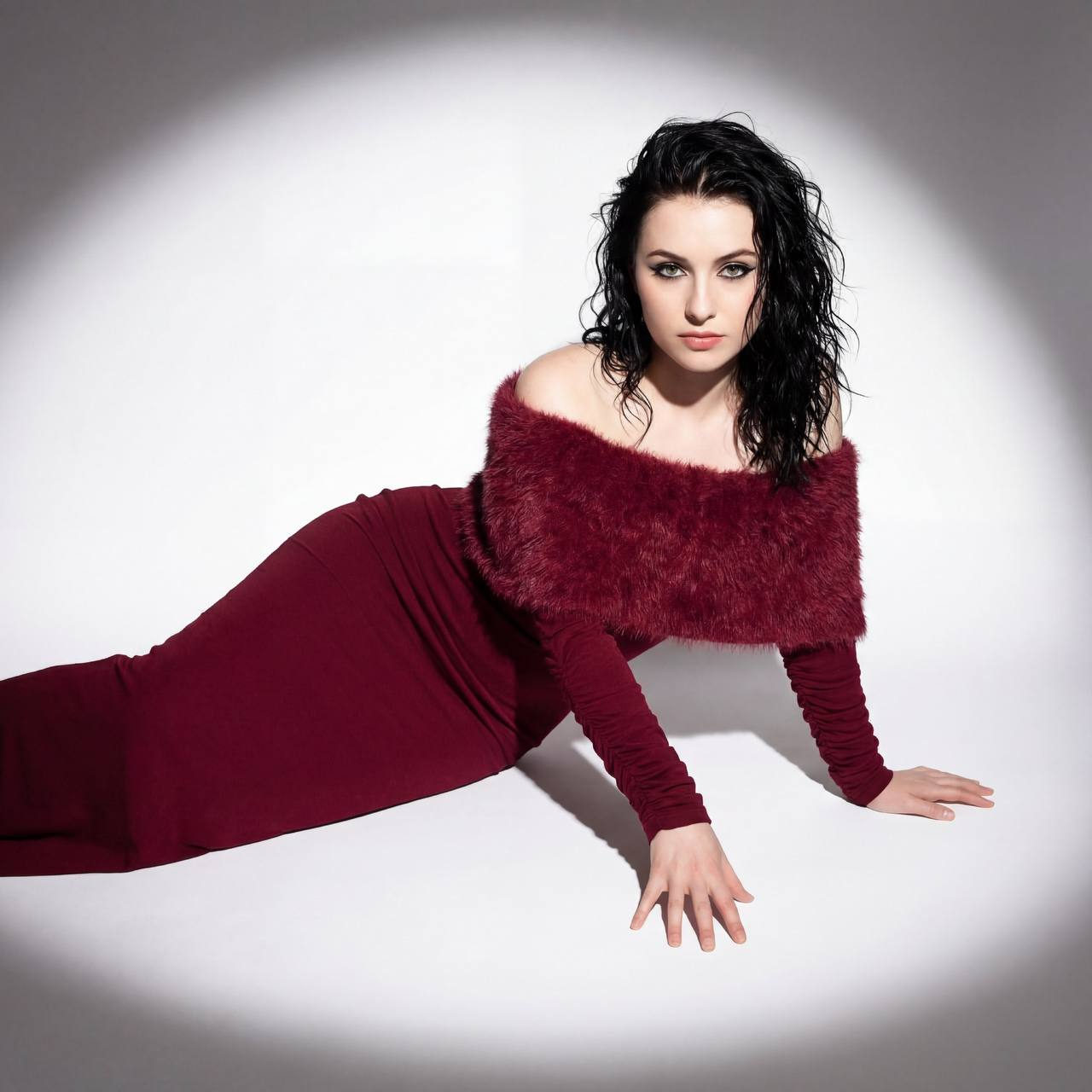 Wine Dress Spotlight Portrait
