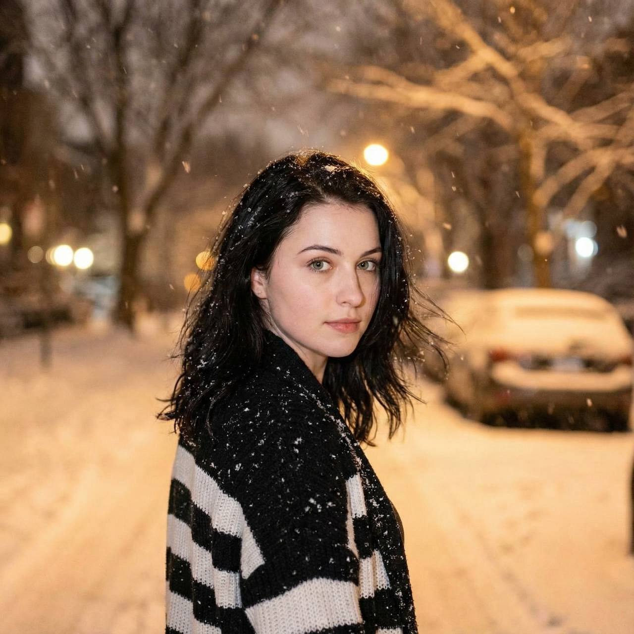 Snowy Night Portrait