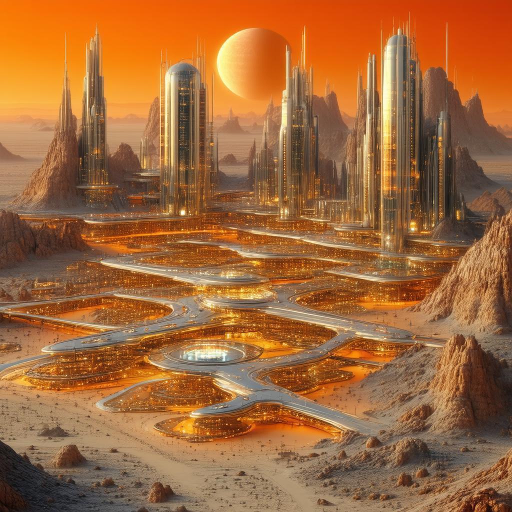 Orange Hued Alien City of Glass Towers