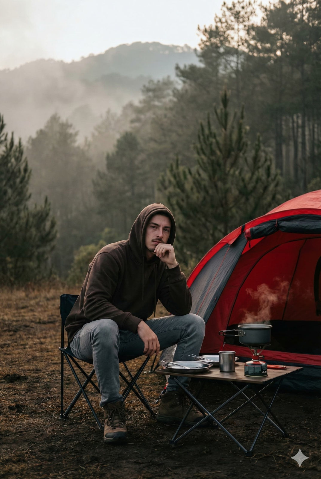 Moody Forest Camping Portrait