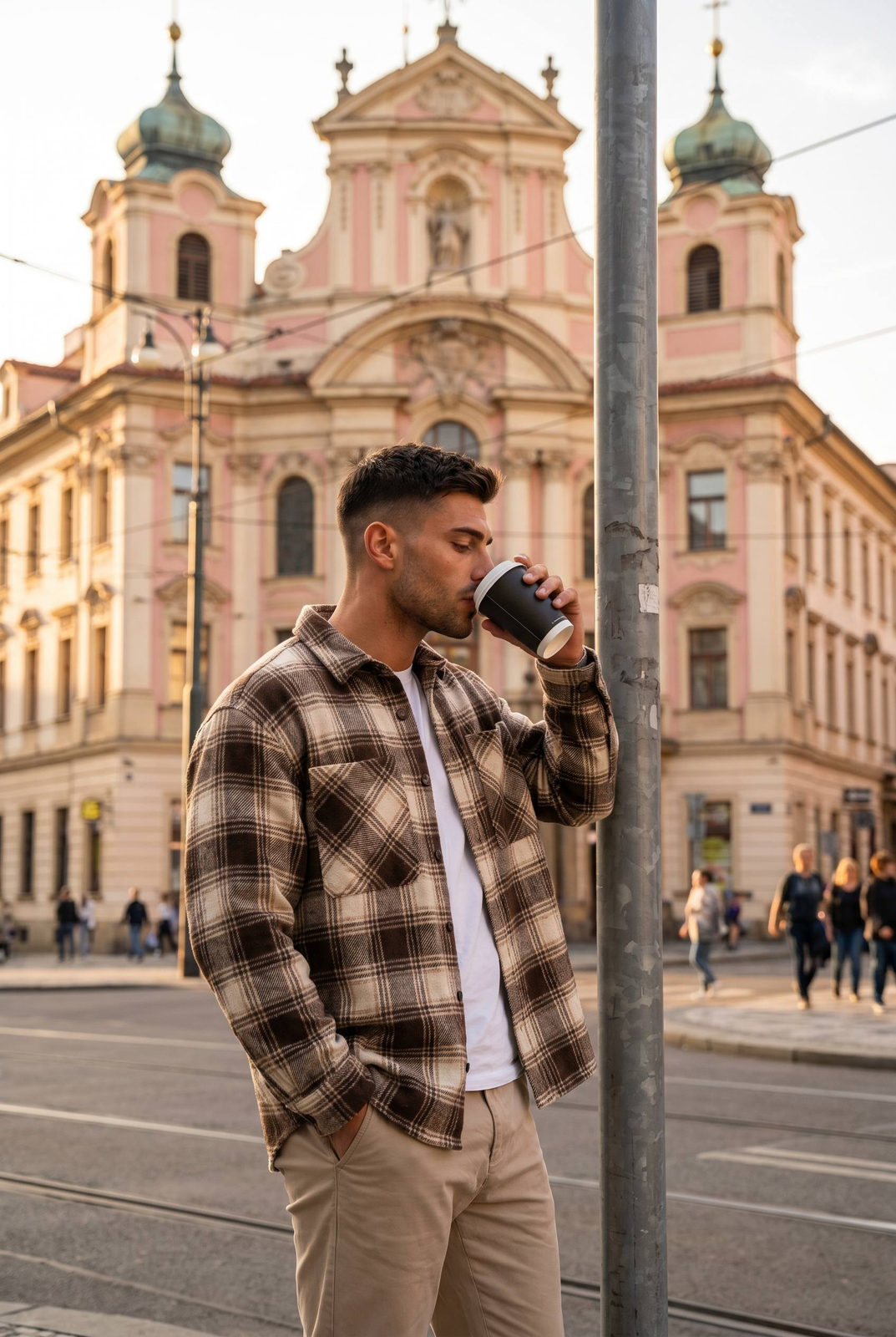 Golden Hour Street Coffee Portrait