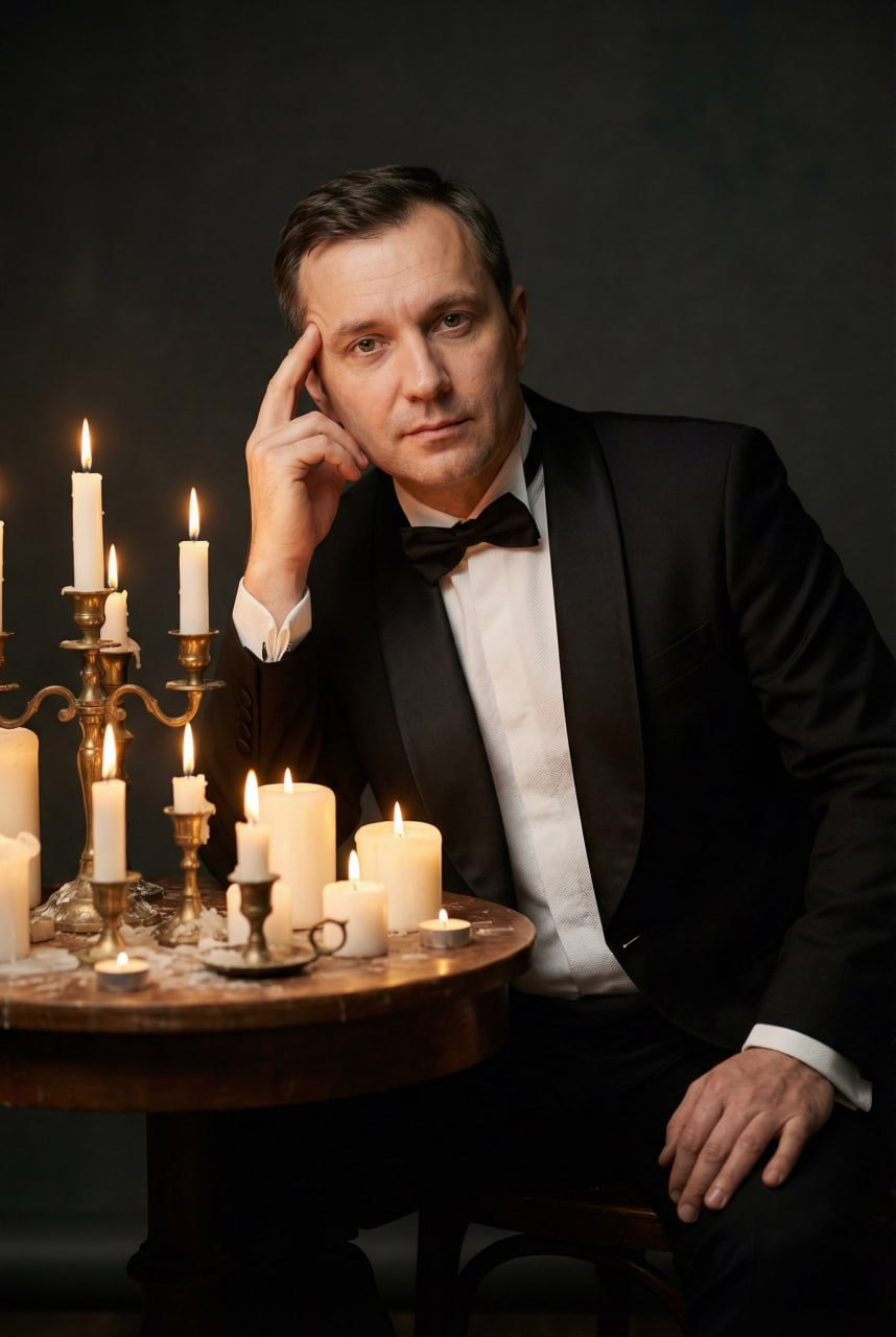 Candlelit Tuxedo Portrait