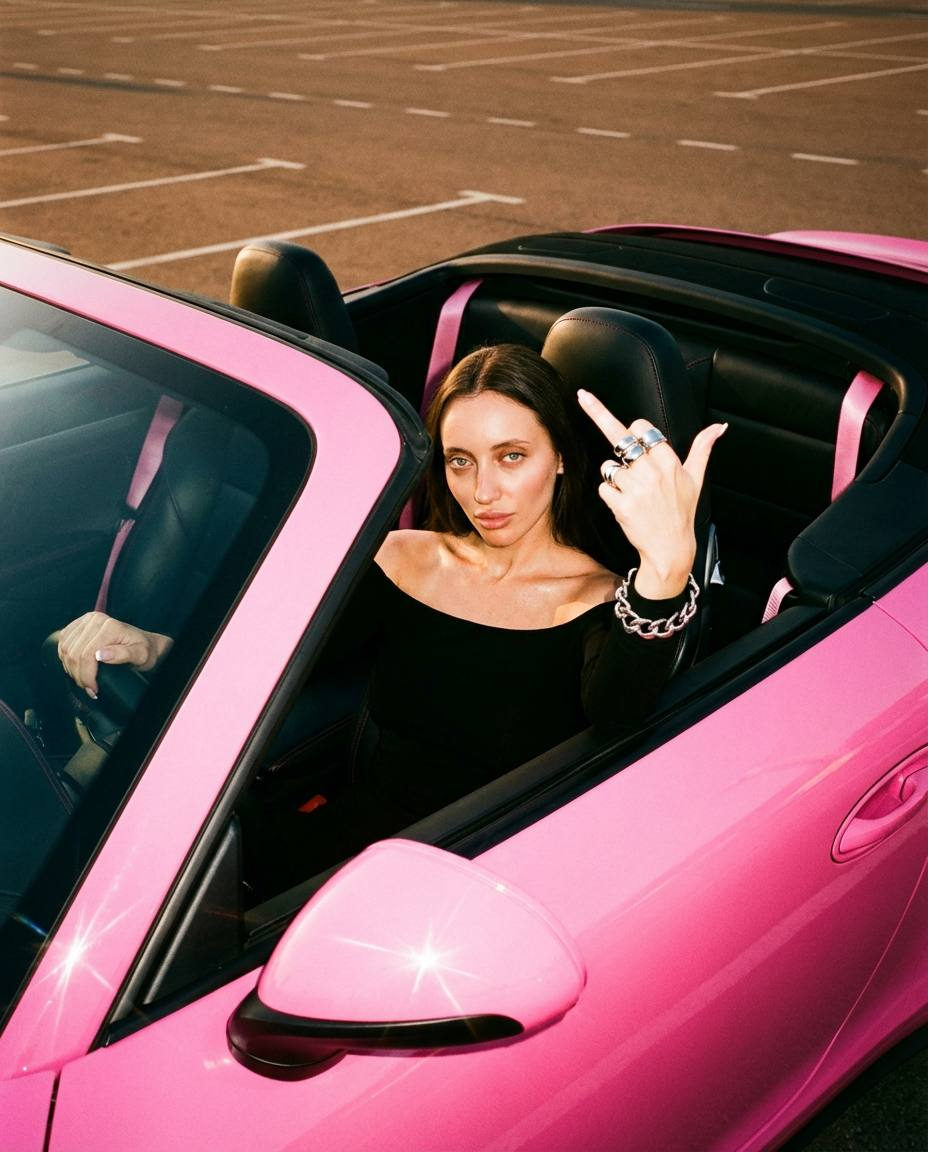 Pink Cabriolet Flash Film Shoot