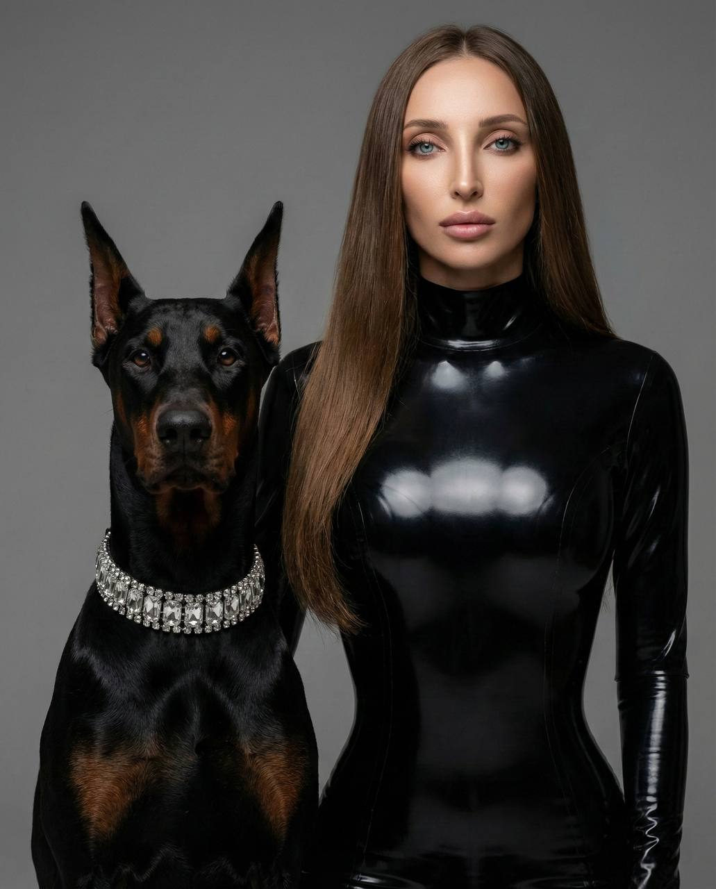 Latex Elegance with Doberman