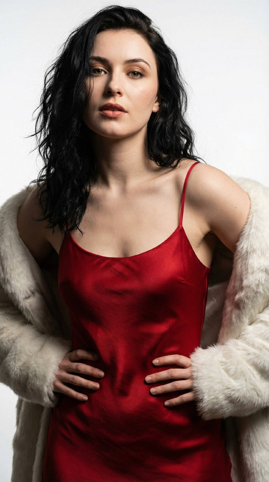 Confident Queen in Red Satin