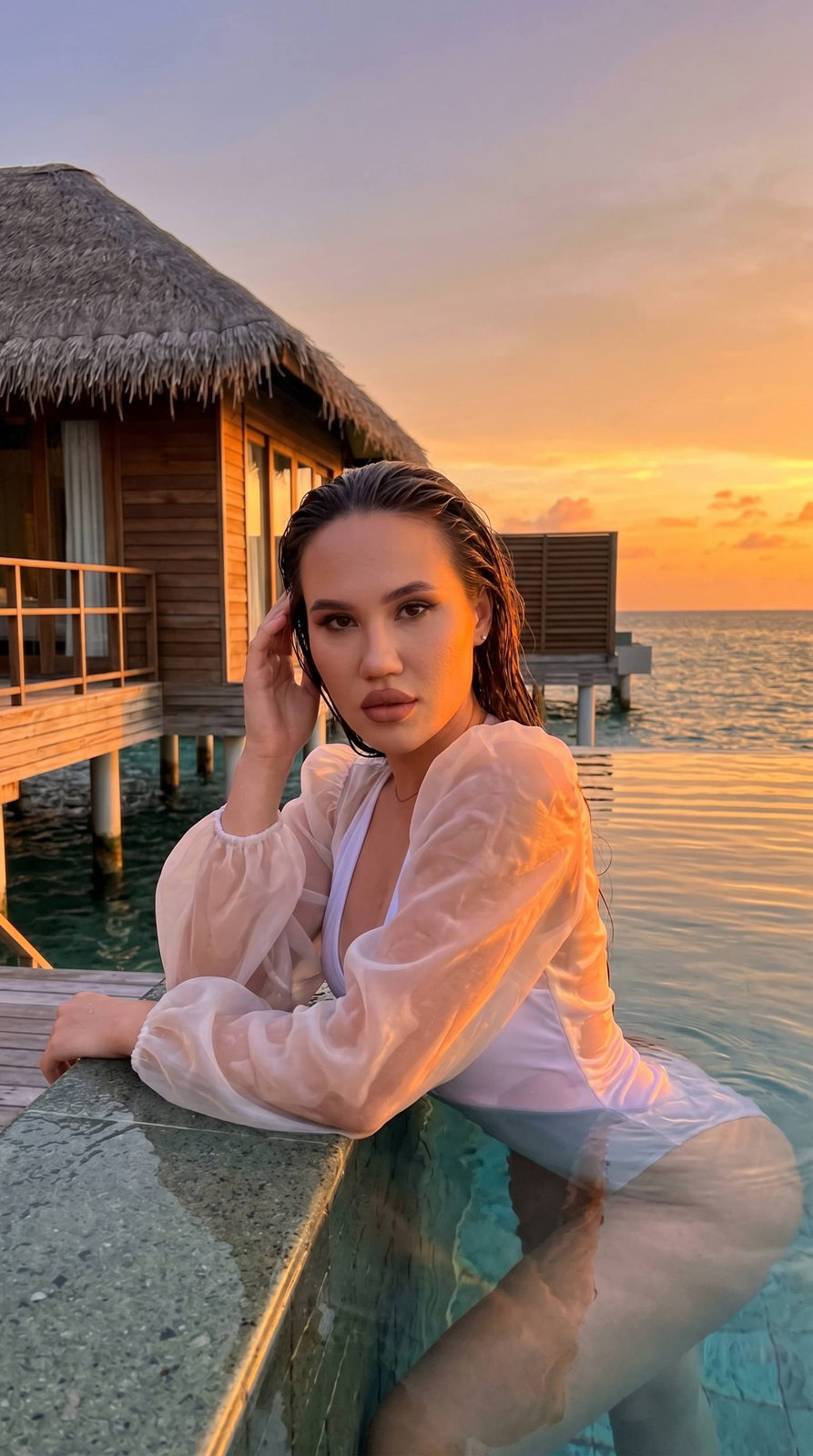 Maldives Sunset Infinity Pool Portrait