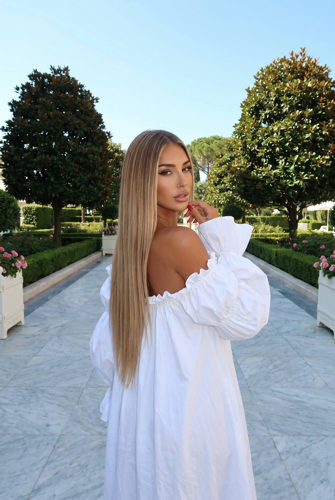 Morning Glow in White Dress