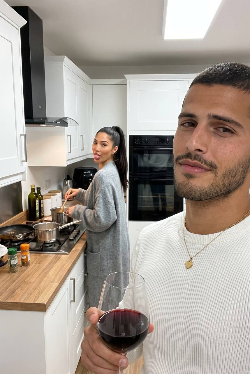 Cozy Kitchen Couple Selfie Moment