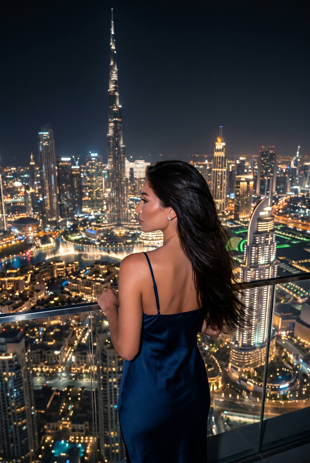 Dubai Night Skyline Silhouette