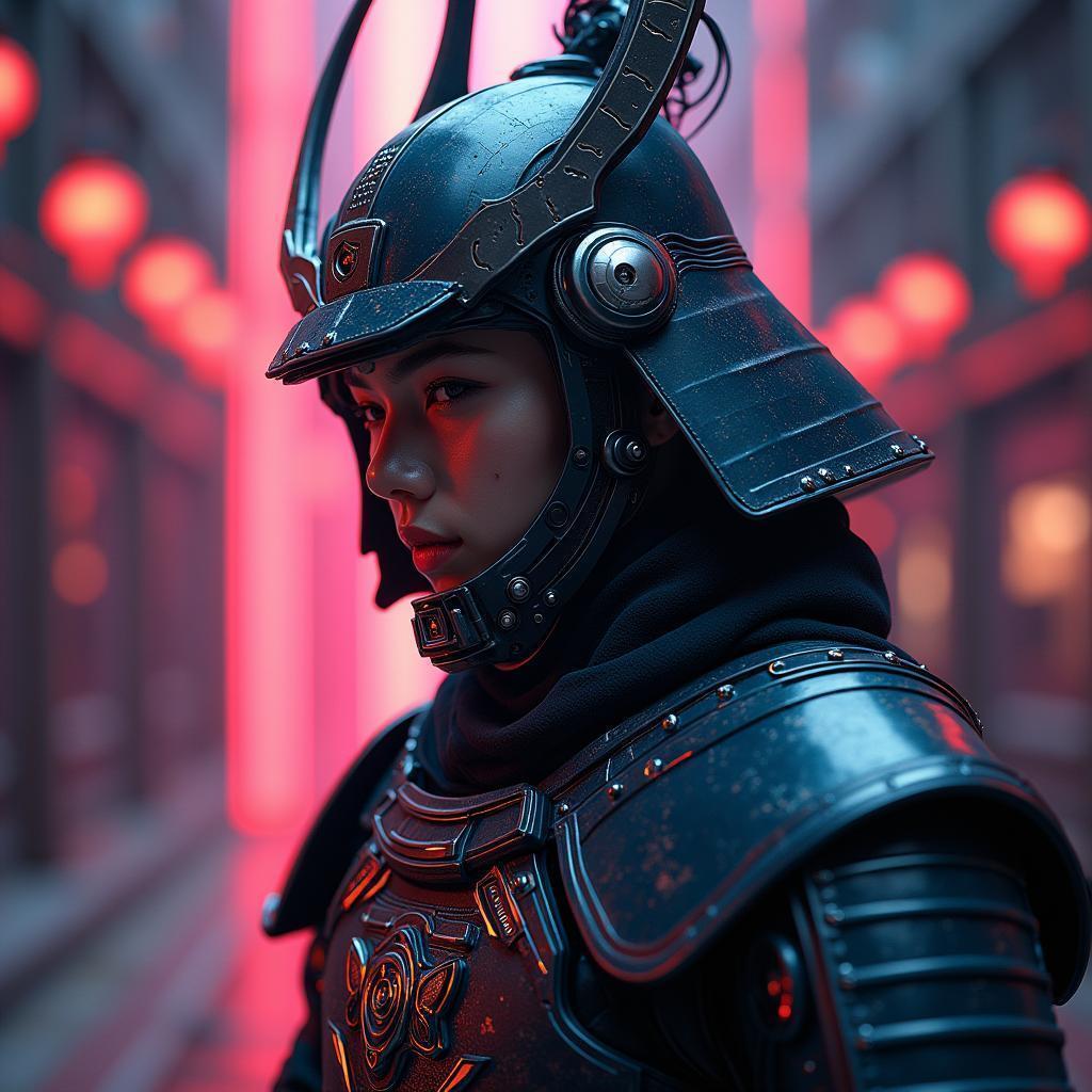 Symmetrical Futuristic Samurai in Tech Wear