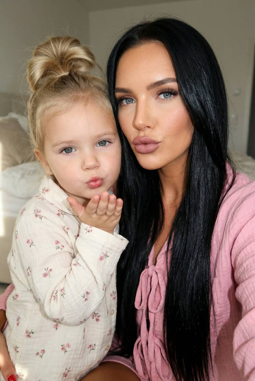 Mother Daughter Blown Kiss Selfie Portrait