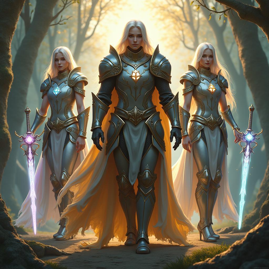 Enchanted Knights With Glowing Runed Weapons